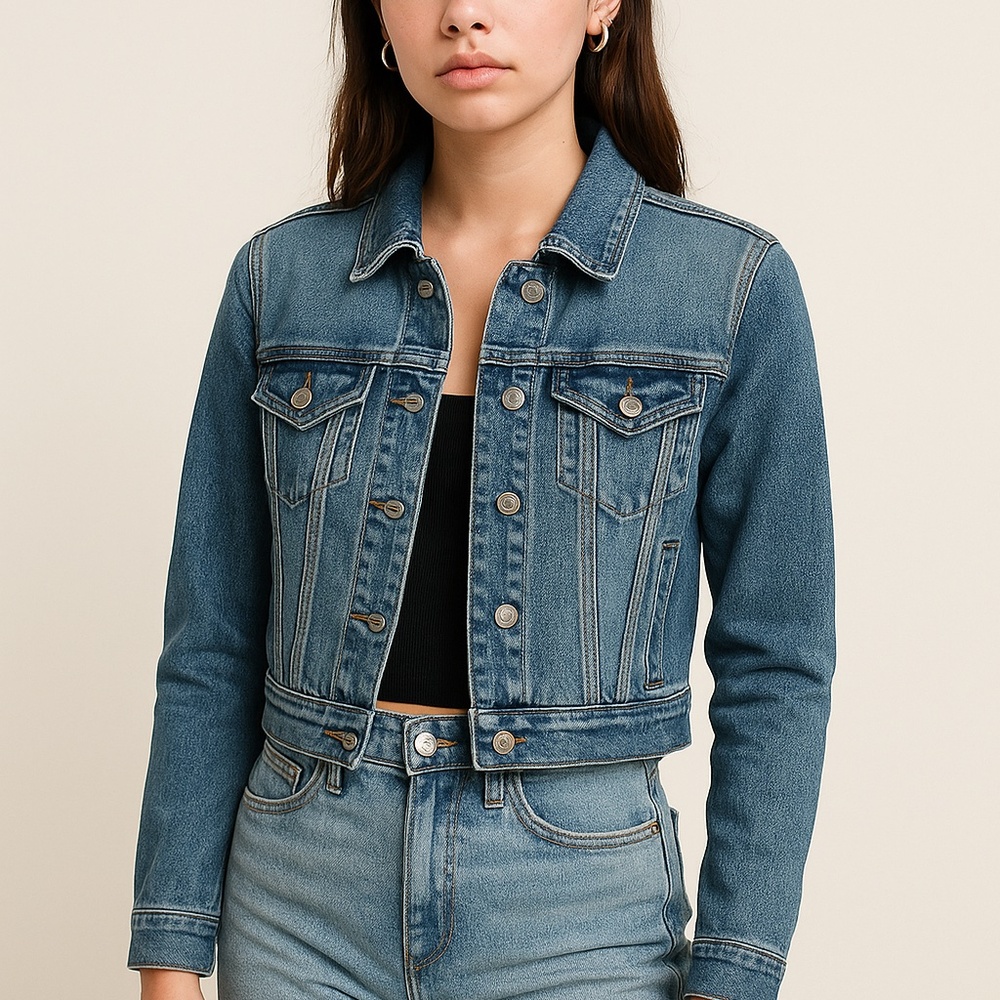 7 For All Mankind Women's Denim Jacket XS Classic Trucker Medium Wash